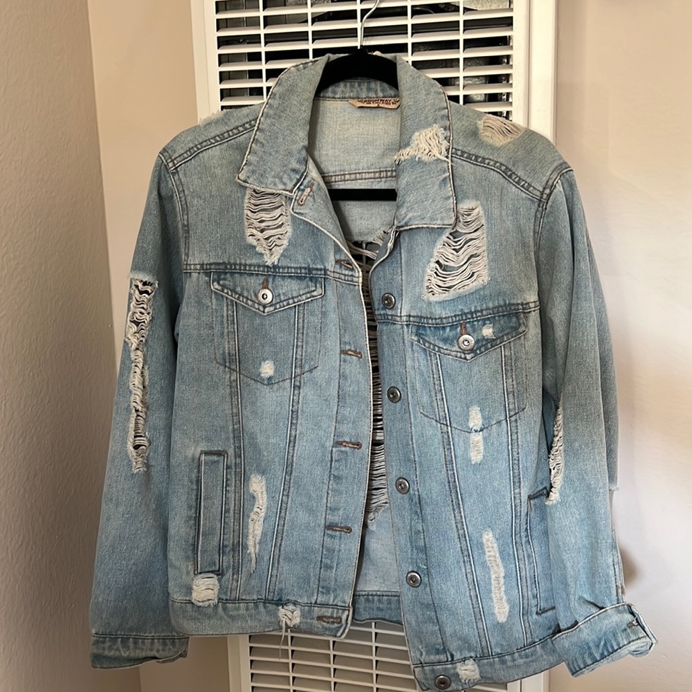 distressed denim jacket